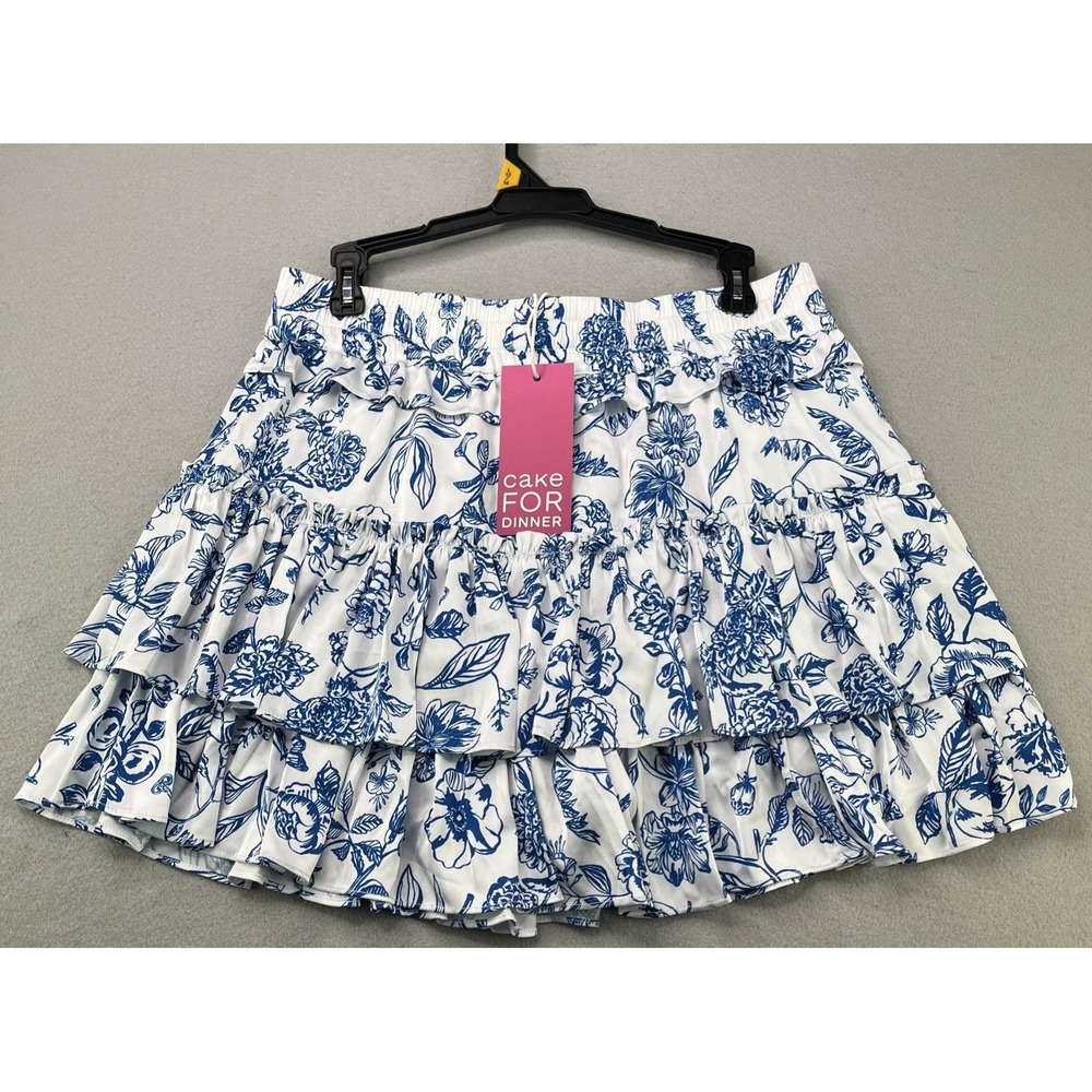 Cake For Dinner Womens Large Willow Satin Tiered Ruffled Mini Skirt NWT